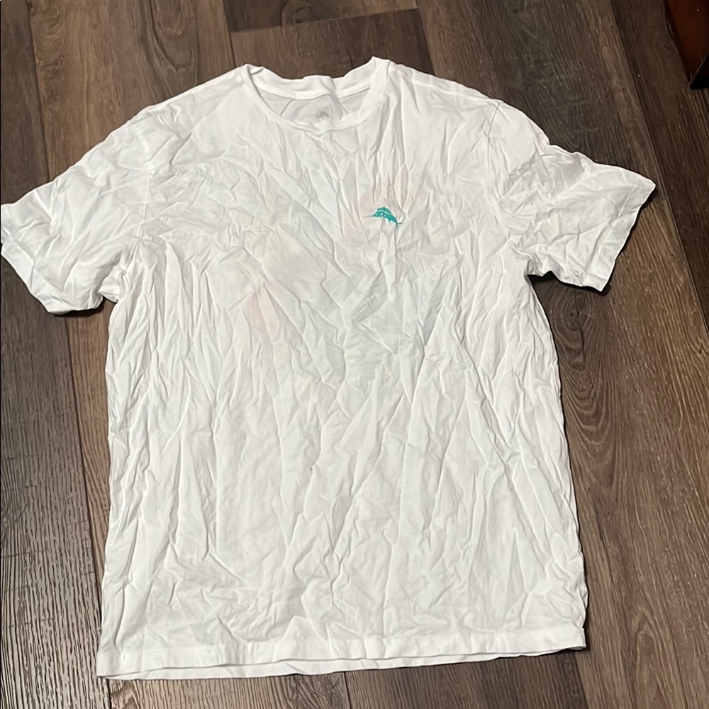 Tommy Bahama White Short Sleeve Tee with Teal Logo